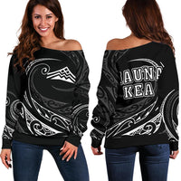 Hawaiian Mauna Kea Polynesian Women's Off Shoulder Sweater - White - Frida Style White - Polynesian Pride