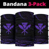 Hawaii Kanaka Map Polynesian Bandana 3 - Pack - Purple - Polynesian Pride