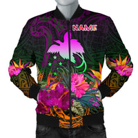 Papua New Guinea Personalised Men's Bomber Jacket - Summer Hibiscus Reggae - Polynesian Pride