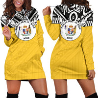 Niue Women's Hoodie Dress - Polynesian Design Yellow - Polynesian Pride