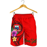Samoa Polynesian Custom Personalised Men's Shorts - Floral With Seal Red - Polynesian Pride