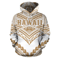 Hawaii Polynesian Tribal Hoodie New Warrior Style Golden and White Color - Polynesian Pride