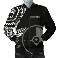 Yap Personalised Custom Men's Bomber Jacket - Micronesian Pattern Flash Black - Polynesian Pride