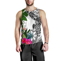Nauru Men's Tank Top White - Turtle Plumeria Banana Leaf - Polynesian Pride