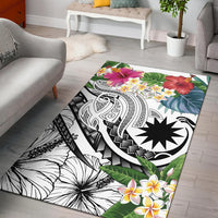 Nauru Polynesian Area Rug - Summer Plumeria (White) White - Polynesian Pride
