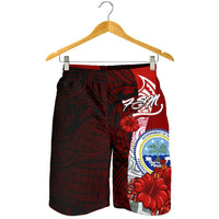 Federated States Of Micronesia Polynesian Men's Shorts - Coat Of Arm With Hibiscus - Polynesian Pride