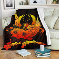 Pohnpei Micronesia Premium Blanket - Swordfish With Hibiscus White - Polynesian Pride