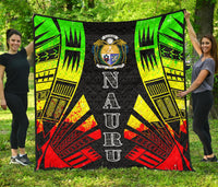 Nauru Premium Quilt - Nauru Coat Of Arms Polynesian Reggae Tattoo - Polynesian Pride