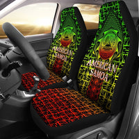 American Samoa Car Seat Covers - AS Seal Rocket Style (Reggae) Universal Fit Black - Polynesian Pride
