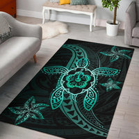 Kanaka Map Hibiscus Plumeria Turtle Art Polynesian Area Rug Turquoise AH Turquoise - Polynesian Pride