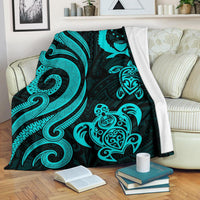 Pohnpei Micronesian Premium Blanket - Turquoise Tentacle Turtle White - Polynesian Pride
