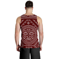 Papua New Guinea Personalised Men's Tank Top - Flag With Polynesian Patterns (Red) - Polynesian Pride
