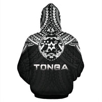 Tonga All Over Hoodie Tonga Coat of Arms Polynesian Tattoo A5 - Polynesian Pride