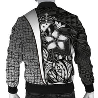 Samoa Polynesian Men's Bomber Jackets White - Turtle With Hook - Polynesian Pride