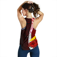 Tokelau Polynesian Women's Racerback Tank - Coat Of Arm With Hibiscus - Polynesian Pride