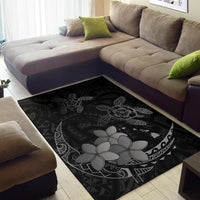 Hawaii Polynesian Turtle Plumeria Rug - Pog Style Gray - Polynesian Pride