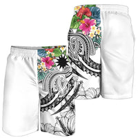 Nauru Polynesian Men's Shorts - Summer Plumeria (White) - Polynesian Pride