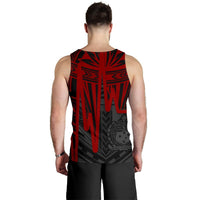 American Samoa Men's Tank Top - Seal With Polynesian Pattern Heartbeat Style (Red) - Polynesian Pride