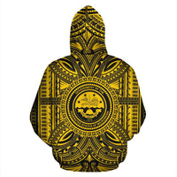 Federated States of Micronesia ll Over Hoodie Federated States of Micronesia Coat of rms Polynesian Gold Black - Polynesian Pride
