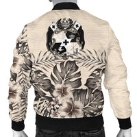 Tonga Men's Bomber Jacket - The Beige Hibiscus - Polynesian Pride