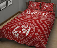 Tonga Personalised Quilt Bed Set - Tonga Seal With Polynesian Tattoo Style (Red) - Polynesian Pride