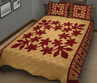 Hawaiian Quilt Pattern Wreath Quilt Bed Set - Polynesian Pride