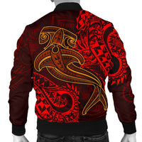 Polynesian Men's Bomber Jacket - Red Shark Polynesian Tattoo - Polynesian Pride