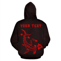 Polynesian Kakau Hammerhead Shark Map of Hawaii Custom Hoodie Red - Polynesian Pride