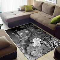 Fiji Custom Personalised Area Rug - Humpback Whale with Tropical Flowers (White) - Polynesian Pride