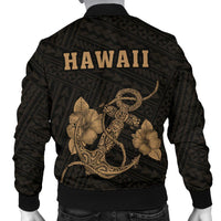 Hawaii Kakau Polynesian Anchor Map Men's Bomber Jacket - Gold - Polynesian Pride