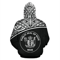 Niue Polynesian Zip up Hoodie Curve Black - Polynesian Pride