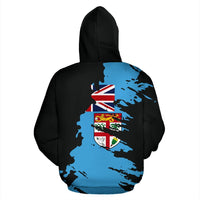 Fiji Zip up Hoodie Fiji Flag Painting - Polynesian Pride