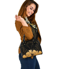 Personalised - Hawaii Royal Hibiscus Polynesian Tribal Shoulder Handbag Gold AH - Polynesian Pride