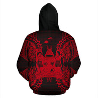 Fiji Polynesian All Over Zip up Hoodie Map Red - Polynesian Pride