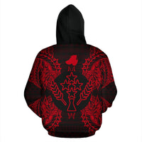 Kosrae Polynesian ll Over Hoodie Map Red - Polynesian Pride