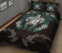 Hawaii Turtle Shark Quilt Bed Set - Turquoise - LH Style - Polynesian Pride