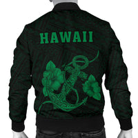 Hawaii Kakau Polynesian Anchor Map Men's Bomber Jacket - Green - Polynesian Pride