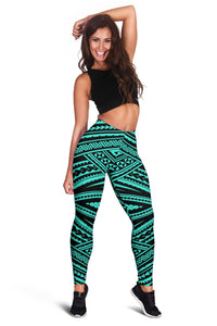 Polynesian Tatau Turquoise Hawaii Women's Leggings AH - Polynesian Pride