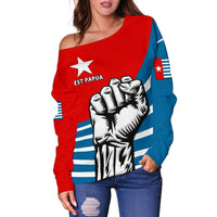 Free West Papua Women Off Shoulder Sweater - Polynesian Pride