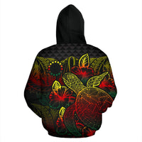 Cook Islands Polynesian Zip up Hoodie Turtle Hibiscus Reggae - Polynesian Pride