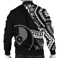 Yap Personalised Custom Men's Bomber Jacket - Micronesian Pattern Flash Black - Polynesian Pride
