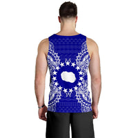 Cook Islands Polynesian Men Tank Top Map Blue - Polynesian Pride
