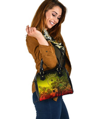 Chuuk Shoulder Handbag - Humpback Whale with Tropical Flowers (Yellow) - Polynesian Pride