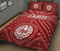 Tahiti Quilt Bed Set - Tahiti Seal In Polynesian Tattoo Style (Red) - Polynesian Pride