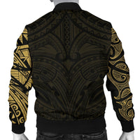 New Zealand Men's Bomber Jacket, Maori Polynesian Tattoo Gold - Polynesian Pride