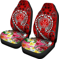 Hawaii Car Seat Covers - Turtle Plumeria Polynesian Tattoo Red Color - Polynesian Pride