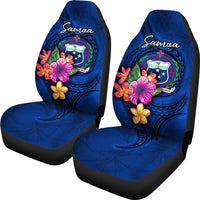 Samoa Polynesian Car Seat Covers - Floral With Seal Blue - Polynesian Pride