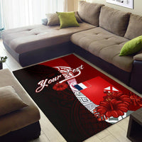 Wallis and Futuna Polynesian Custom Personalised Area Rug - Coat Of Arm With Hibiscus - Polynesian Pride