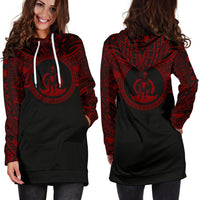 Vanuatu Women Hoodie Dress - Vanuatu Coat Of Arms Polynesian Red Black - Polynesian Pride