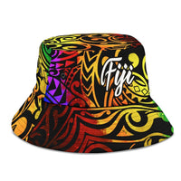 Fiji Bucket Hat - Rainbow Polynesian Pattern Crest - Polynesian Pride